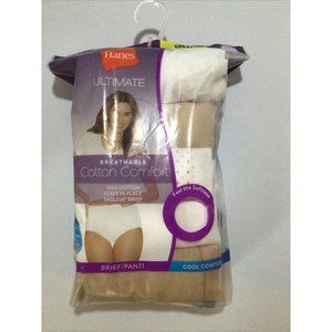 NIP Hanes 10-Pair Womens Hi-Cut Underwear Panties 100% Cotton Size 6 / Medium